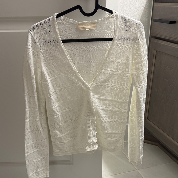 Sezane Sweaters - Sezane White Lace Cardigan